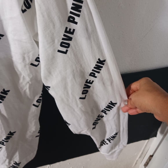 PINK Victoria's Secret LOVE PINK Graphic letters long sleeve hoodie shirt - Picture 8 of 11